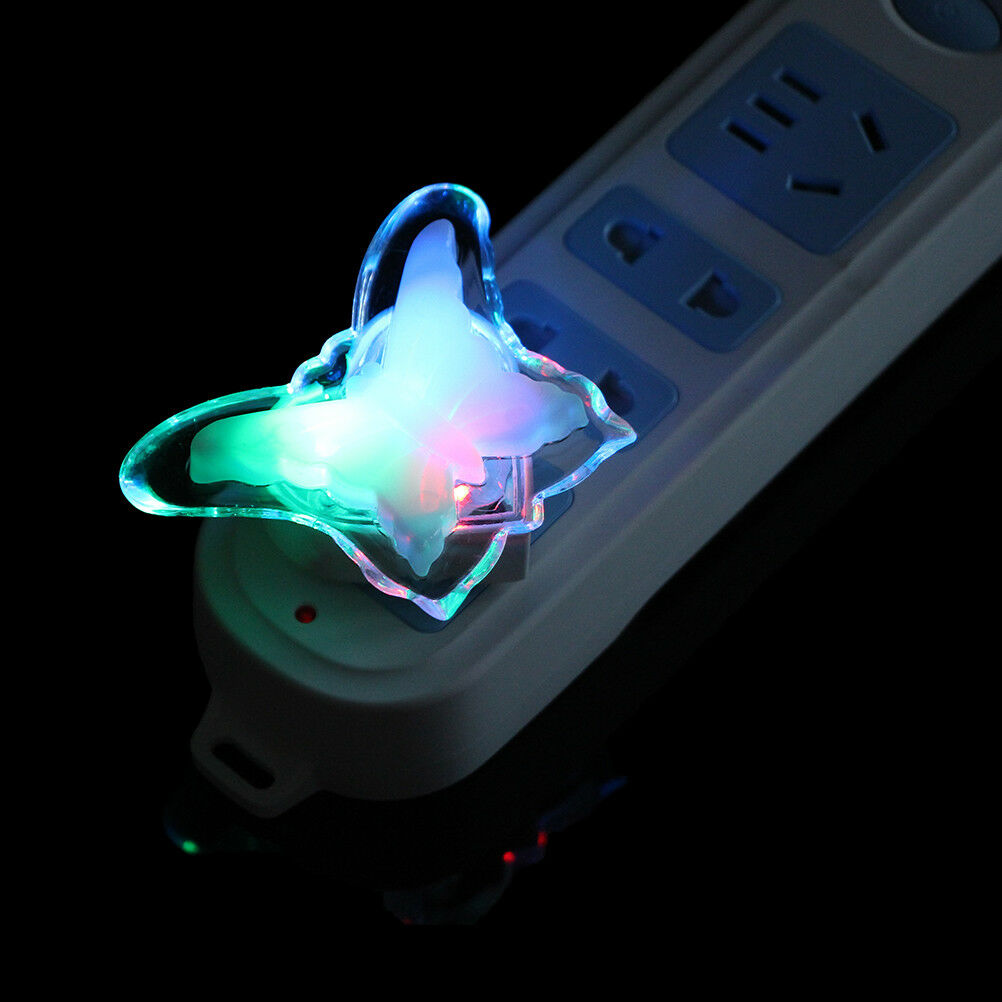 Romantic Led Colorful Butterfly Night Light Plug Led Fashion Home Decorati C Kt