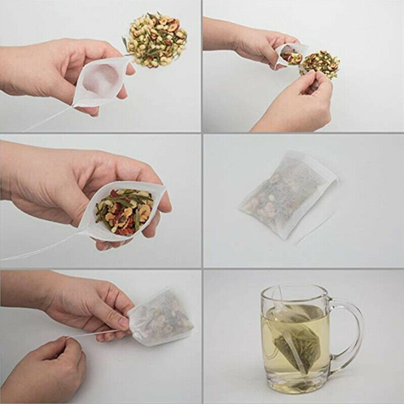 100X Tea Bags Food grade Empty Scented Tea Bags Infuser Seal Filter Paper UDEAU