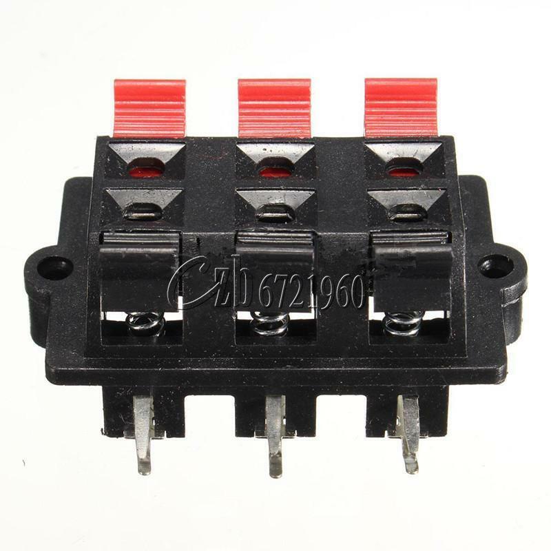 6 Way Speaker Terminal Strip Plate Stereo Connector Block Spring Push Release