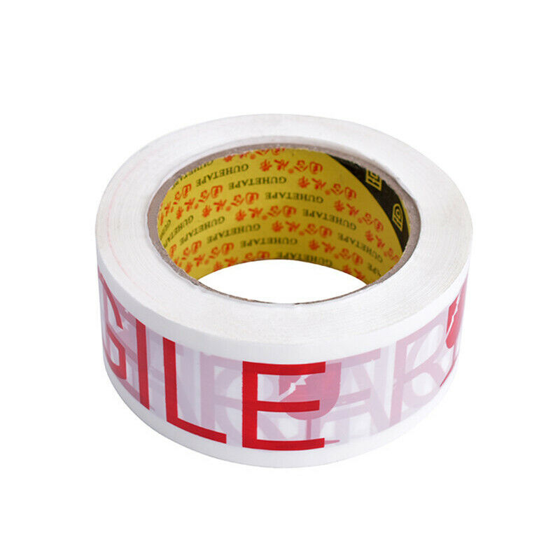 100M/Roll White Fragile Warning Tapes Handle with Care Safety Packing Box Tape