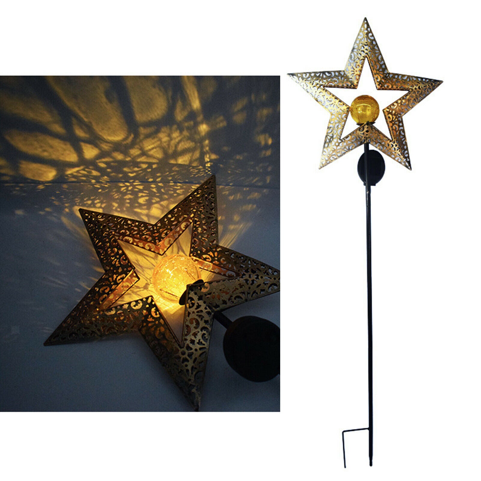 Garden Solar Lights Outdoor Iron Metal Star Stake Light Yard for Patio
