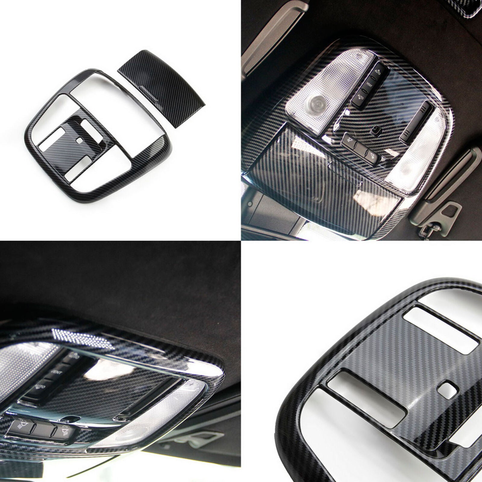 2* Carbon Fiber Front Reading Light Lamp Cover Trim For Dodge Charger 2011-2021