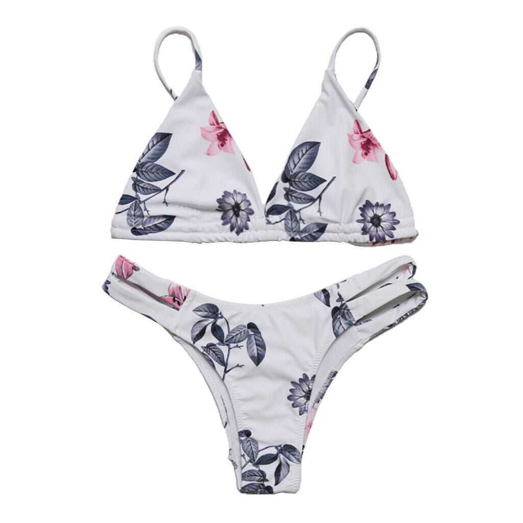 Women Floral Bikini Set Bra Top Swimwear Bathing Suit Swimsuit M