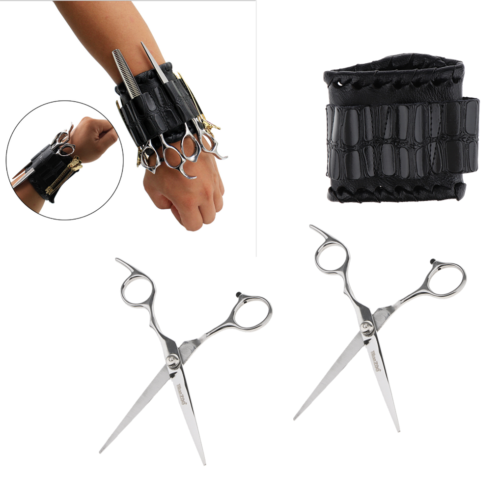 Wrist Bag Hairdresser Barber Scissors + 2 Units Stainless Steel Hair Clippers