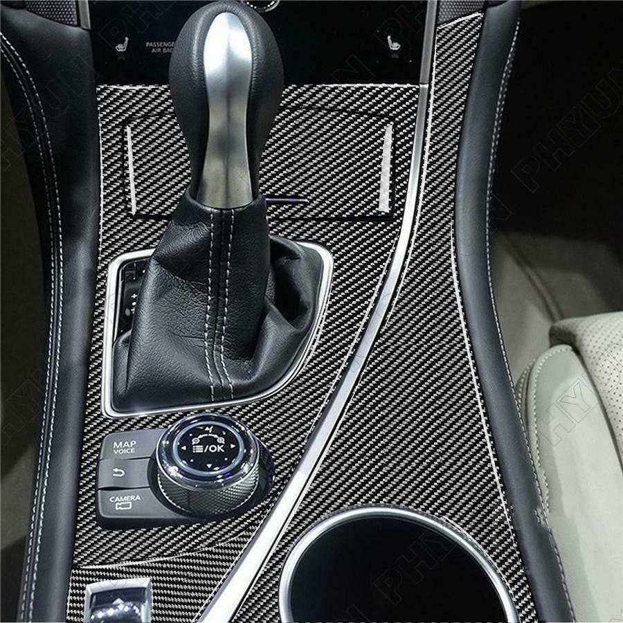 For Infiniti Q50 Q60 Console Water Cup Holder Gear Shift Panel Trim Carbon Fiber