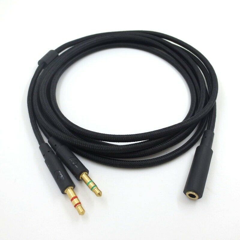 3.5mm Universal 2 in 1 Gaming Headset Audio- Extend Cable for HyperX Cloud  U7T7