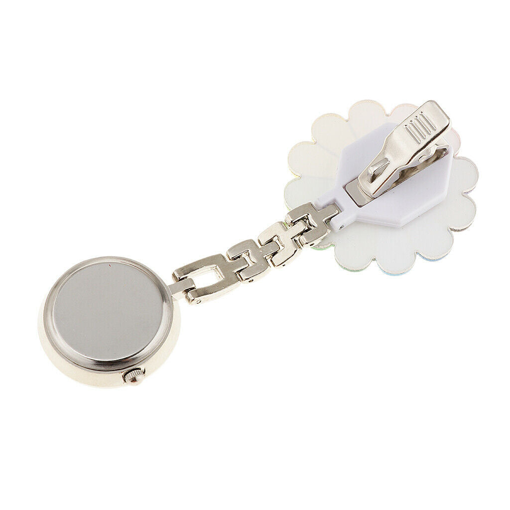 Flower shape Face Nurse Doctor Pocket Clip On Watch Brooch Fob Quartz Watch