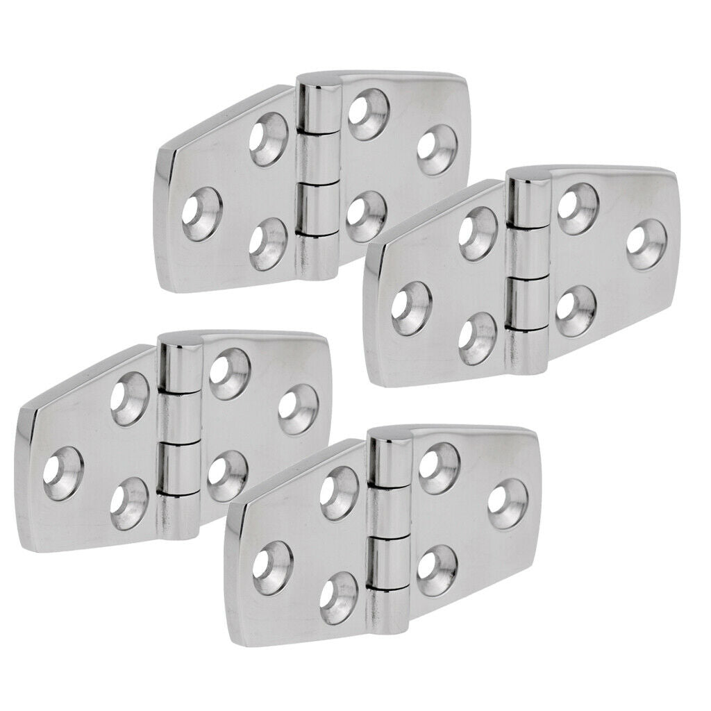 Qty(4 Pieces) Solid 316 Stainl Steel Boat Door Cabin Stamp Strap Hinge 76x38mm