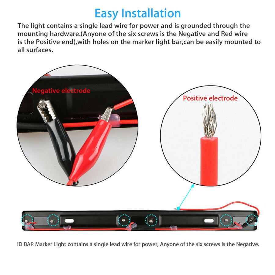 14" Truck Trailer Side Marker Taillight Red LED Light Strip Lamp Bar Waterproof