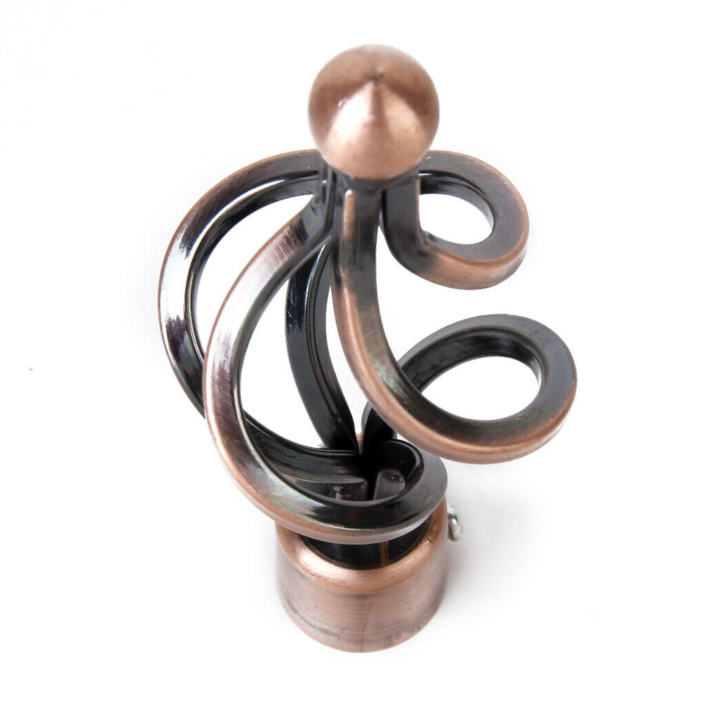 2Pcs Window Curtain Rod End Drapery Pole Rail Decorative Heads Twist#Copper