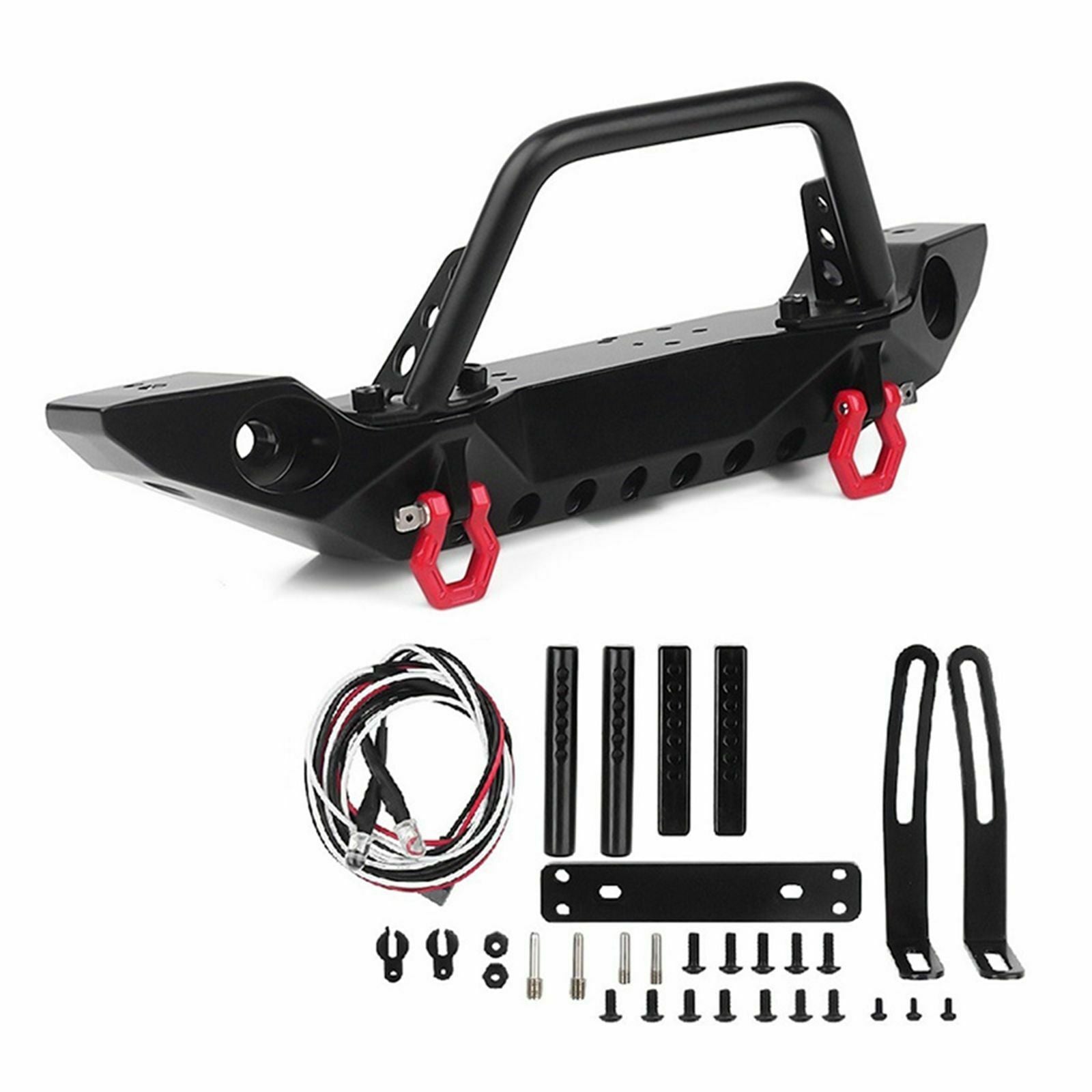 1/10 RC Metal Front Bumper & 2 LED Lights Set for Axial SCX10 90047 Crawler Car