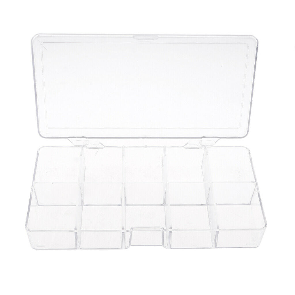 1 Piece Rectangle 10 Grid Plastic Box Storage Containers Holder for Jewelry