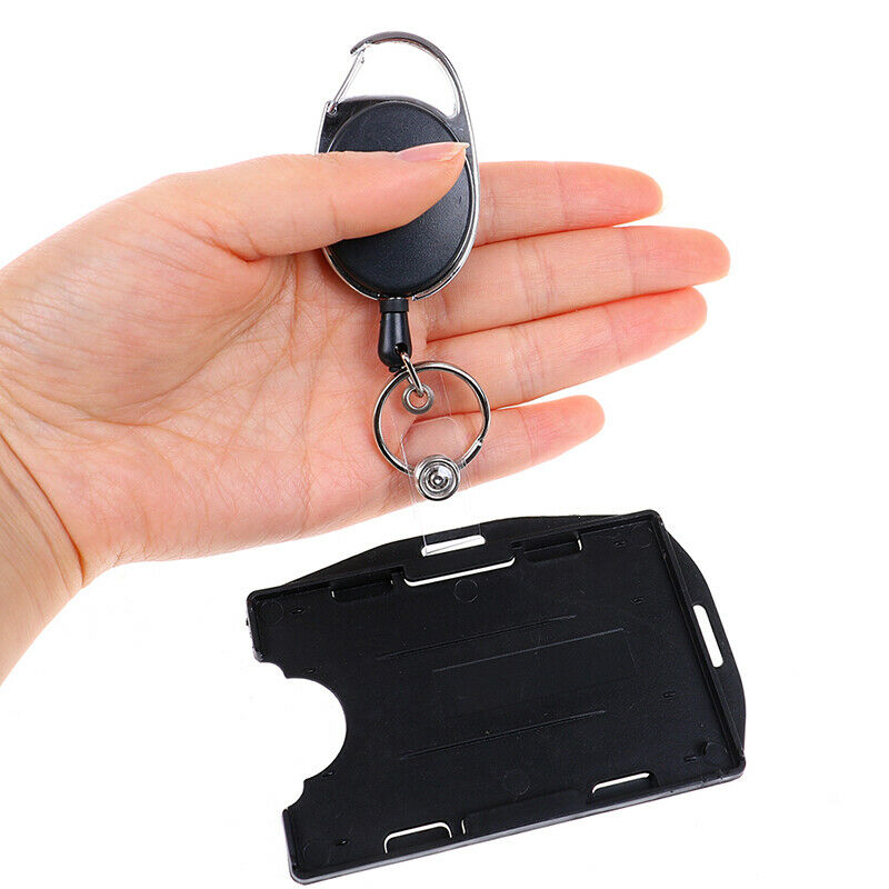 2-Pack Card ID Holder with Retractable Badge Reel w Carabiner & Belt Cl.l8