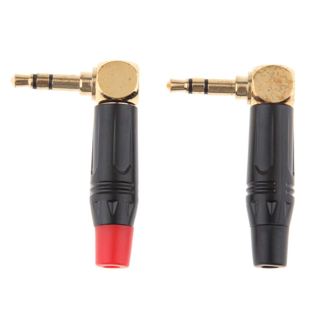 2x 90° 3.5mm 3Pole Male Repair Earphones Audio Solder   Plug Adapter