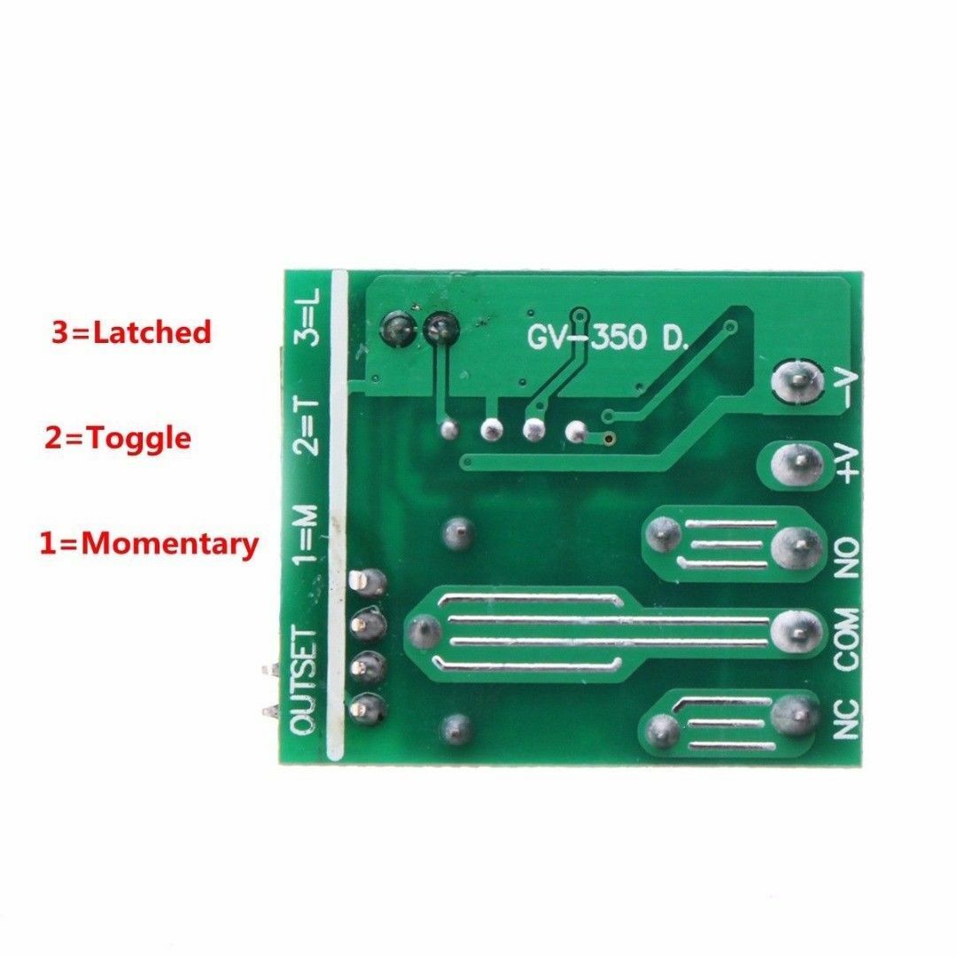 100M Wireless Remote Control Receiver Relay Switch 1CH DC12V AC22V 10A RF 433MHz