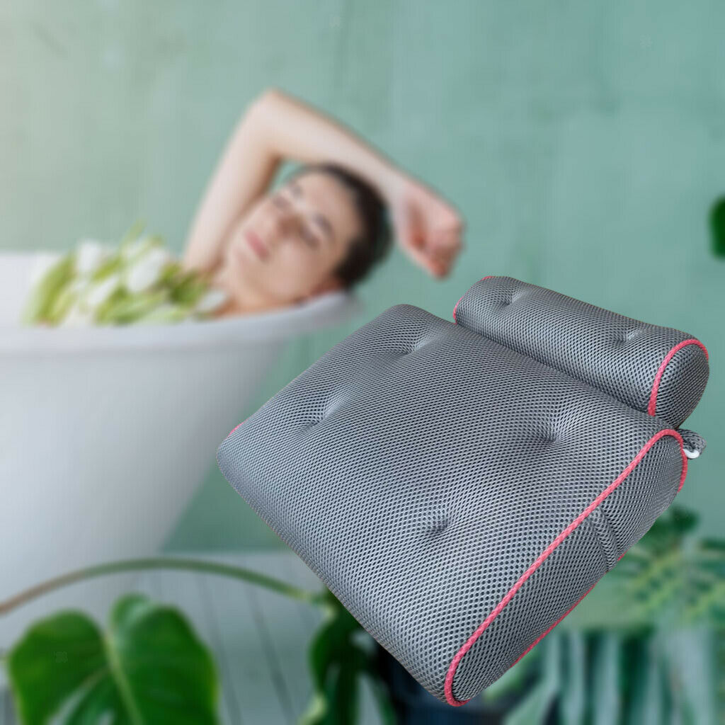 Luxury Bathtub Bath Pillow Suction Hot Tub Head Support Rest Cushion Comfort