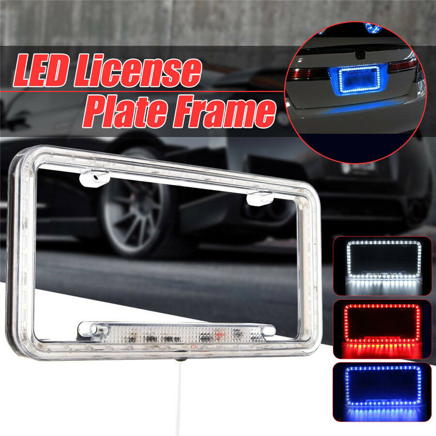Universal 12V White 54 LED Light Car Front Rear Number License Plate Frame Cover