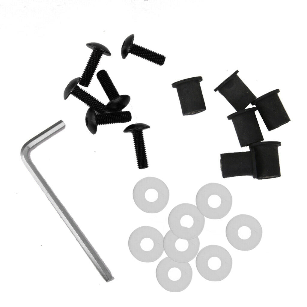 Motorcycle Fairing Bolts/ Windshield Screws/ Windscreen Bolts, 12 Piece (Red &