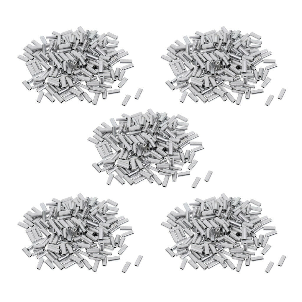 1000pcs Aluminum Alloy Fishing Line Crimp Wire Leader Sleeve Connector 1.0mm