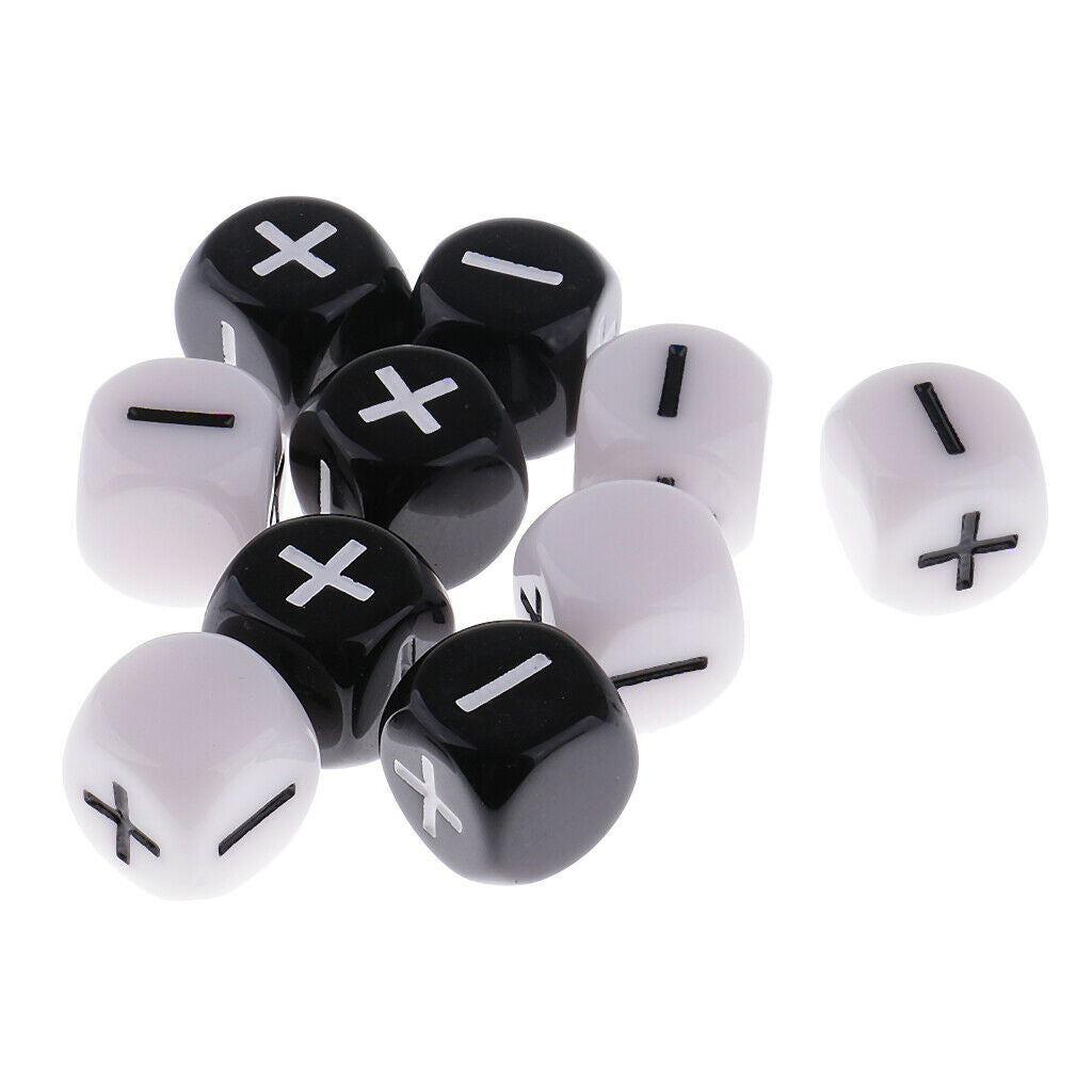 10x Plastic Minus&Plus Dices for School Family Game Props Kids Toys 1.6cm