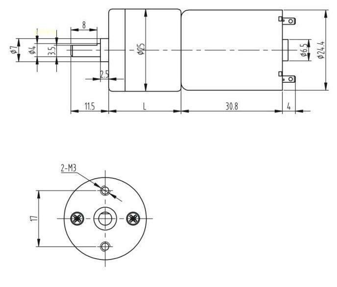 JGA25-370 DC 3V 681RPM High Torque Speed Reducing Cylinder DC Gear Motor
