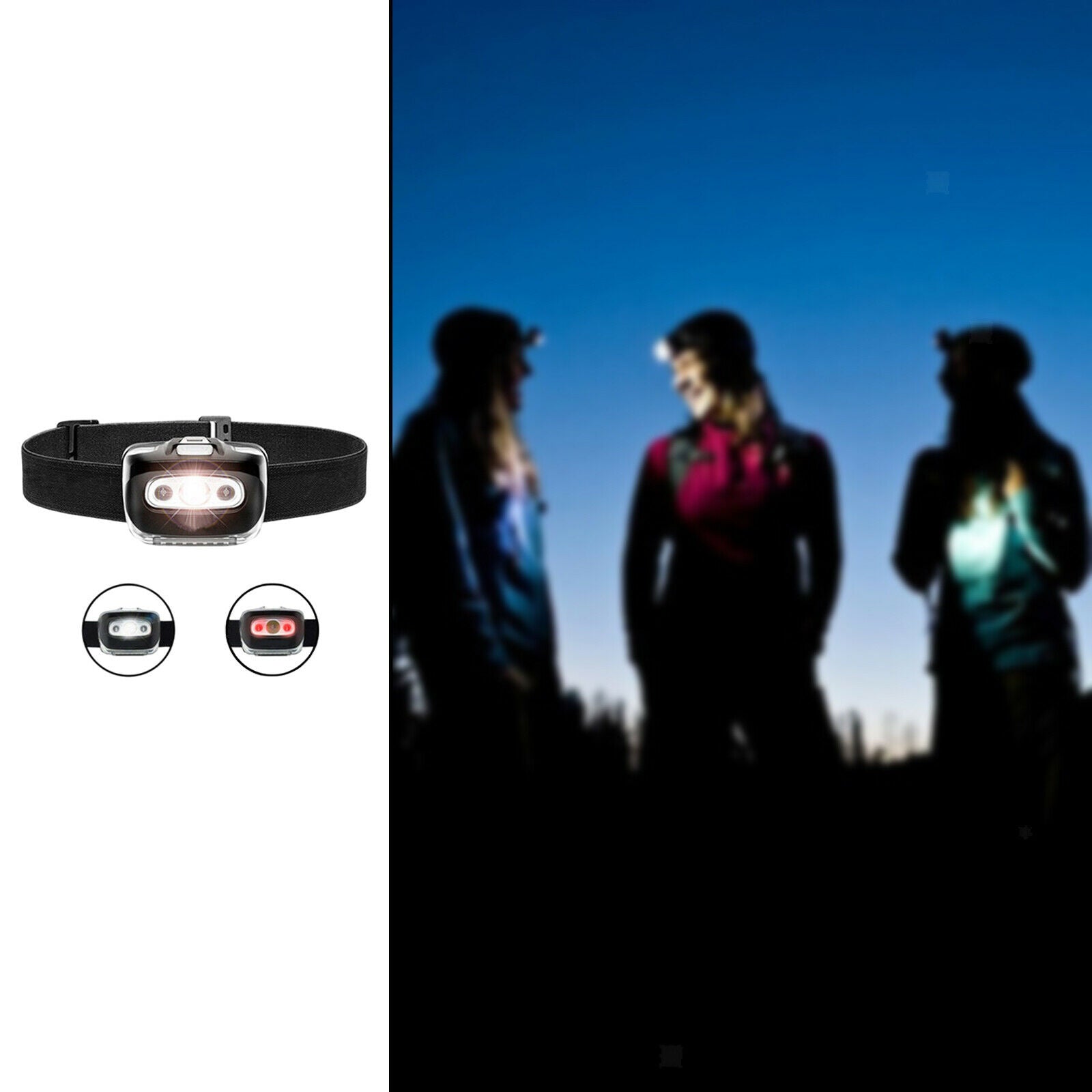 Removable LED Headlamp Handsfree Head Torch for Running Hiking Cycling
