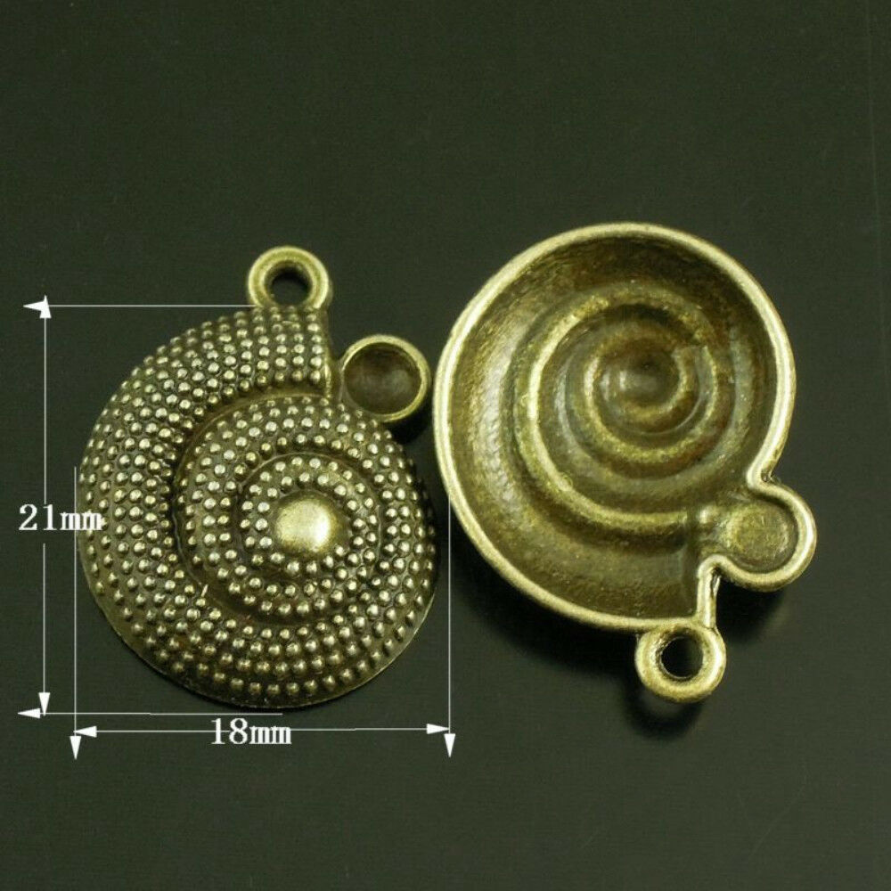 10 pcs Antiqued Bronze Alloy Snail Shell Pendant Jewelry Making Charm 21x18x6mm