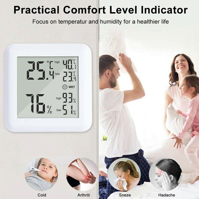 Room Thermometer Hygrometer, Large Display Palm-Sized Humidity Meter with HuR3N8
