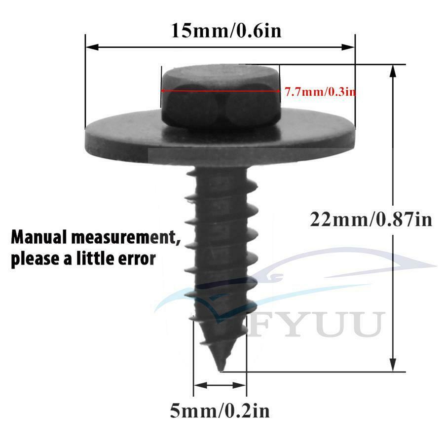 100Pc Metal Car Screw Body Fender Bumper Retainer Clips 7mm Hex (4.2-1.41x22mm)