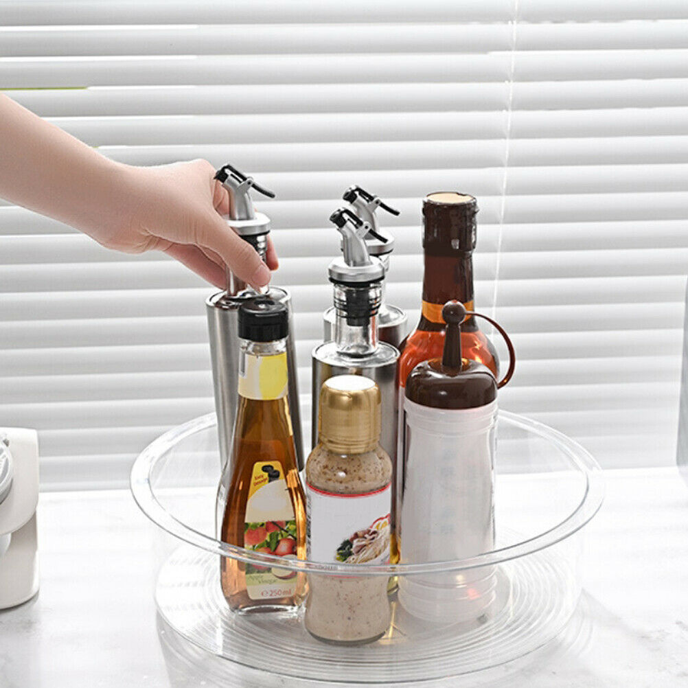 Rotating Storage Tray Kitchen Cabinet table Condiment Holder Cosmetic Organizer
