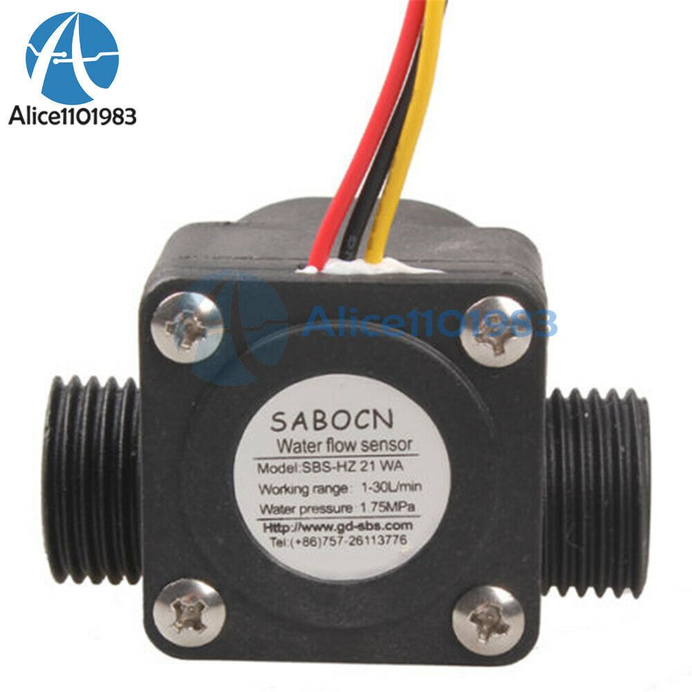 2PCS G1/2 Water Flow Sensor Fluid Flowmeter Switch Counter 1-30L/min Meter