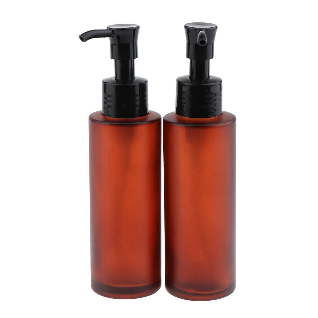 4x Empty Glass Refillable Dispenser Cosmetic Pump Lotion Bottle Containers For