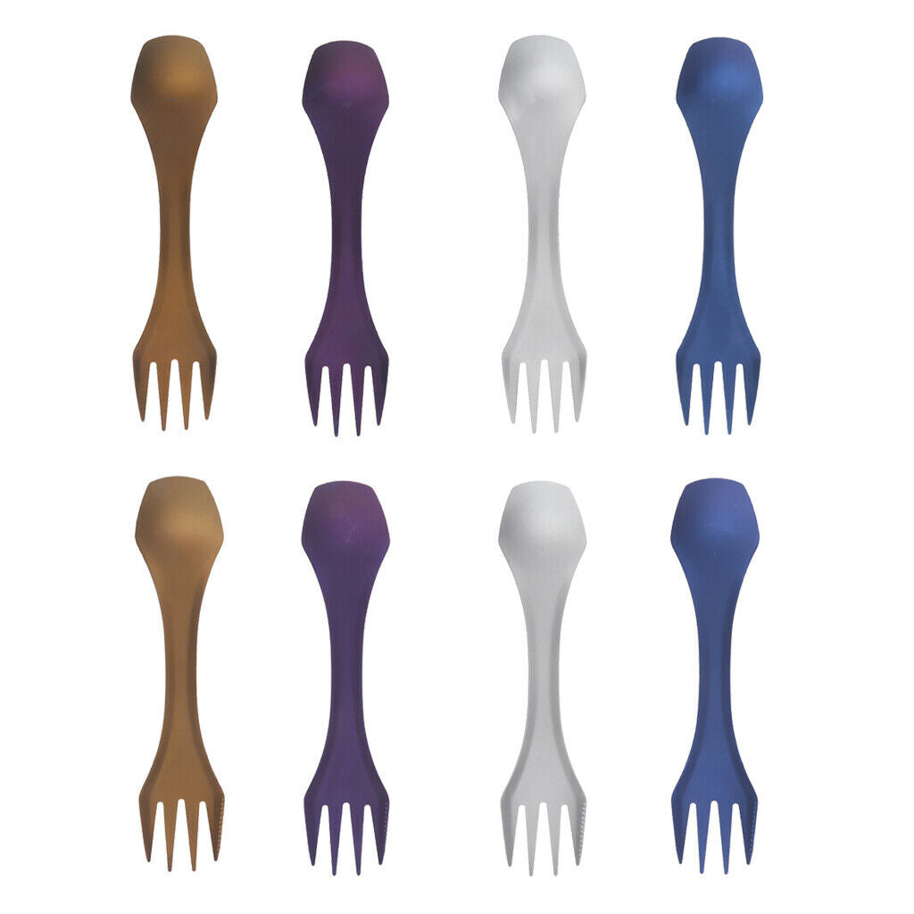 Camping Titanium Spork Fork Spoon Backpacking Cutlery 2 in 1 Titanium Color