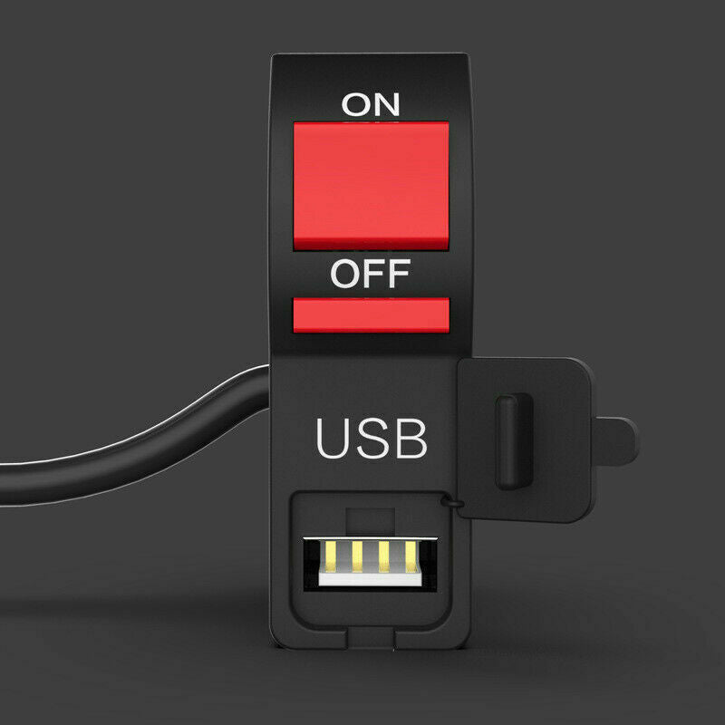 Multi-function Motorcycle 7/8" Handlebar Flashing Switch w/ 2A USB Phone Charger