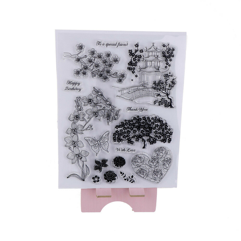 Transparent Clear Stamps Pavilion and tree for DIY Scrapbooking Card Maki.l8