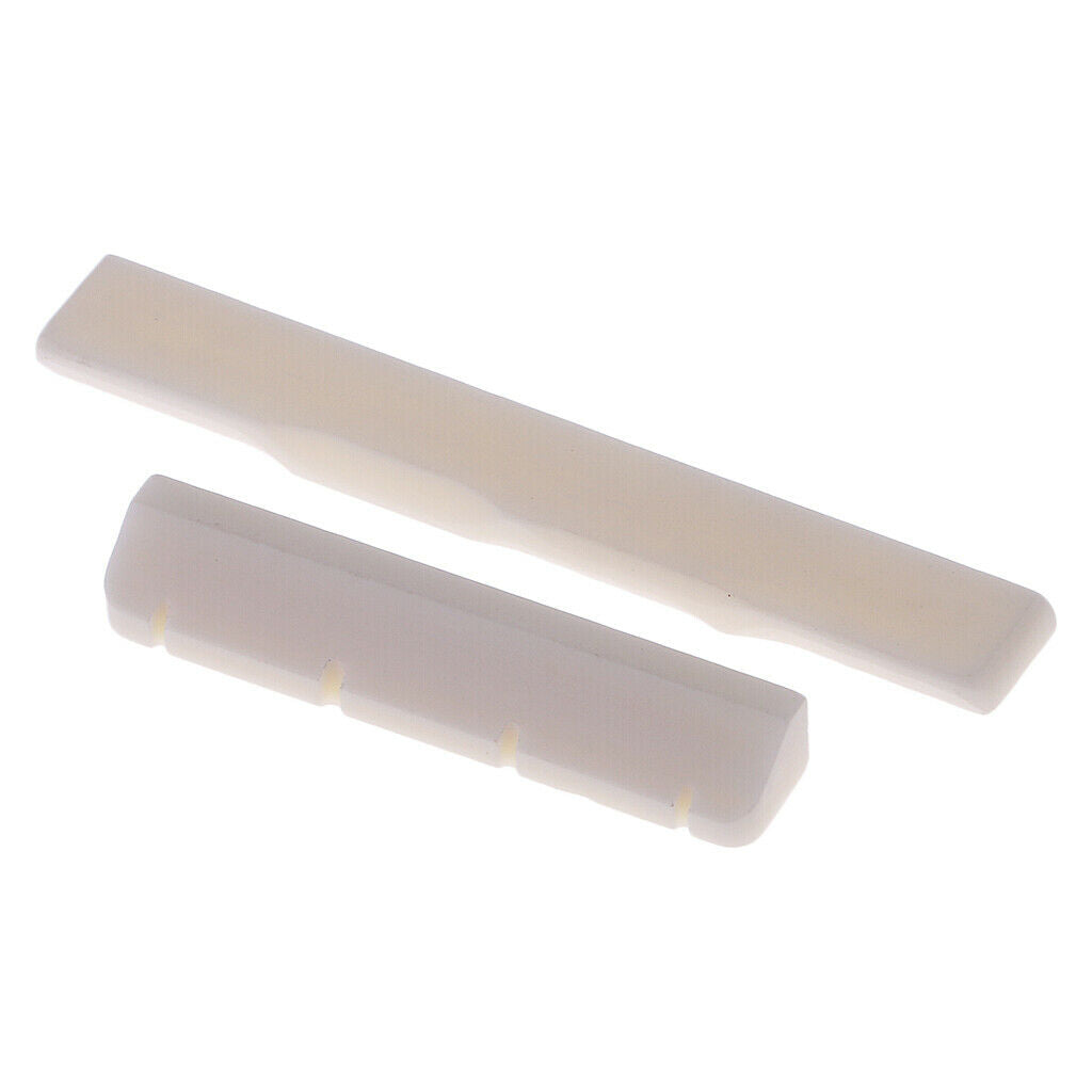 1 Set Guitar Slotted Saddle Nut Carved Bone for Ukulele Uku Replacement Parts