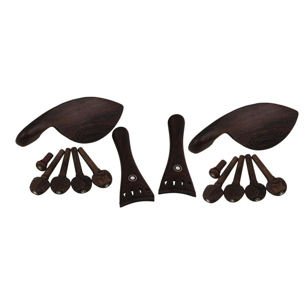 2 Sets Volin Chinrest TailpieceTuning Peg Tuner Endpin Accessories Brown