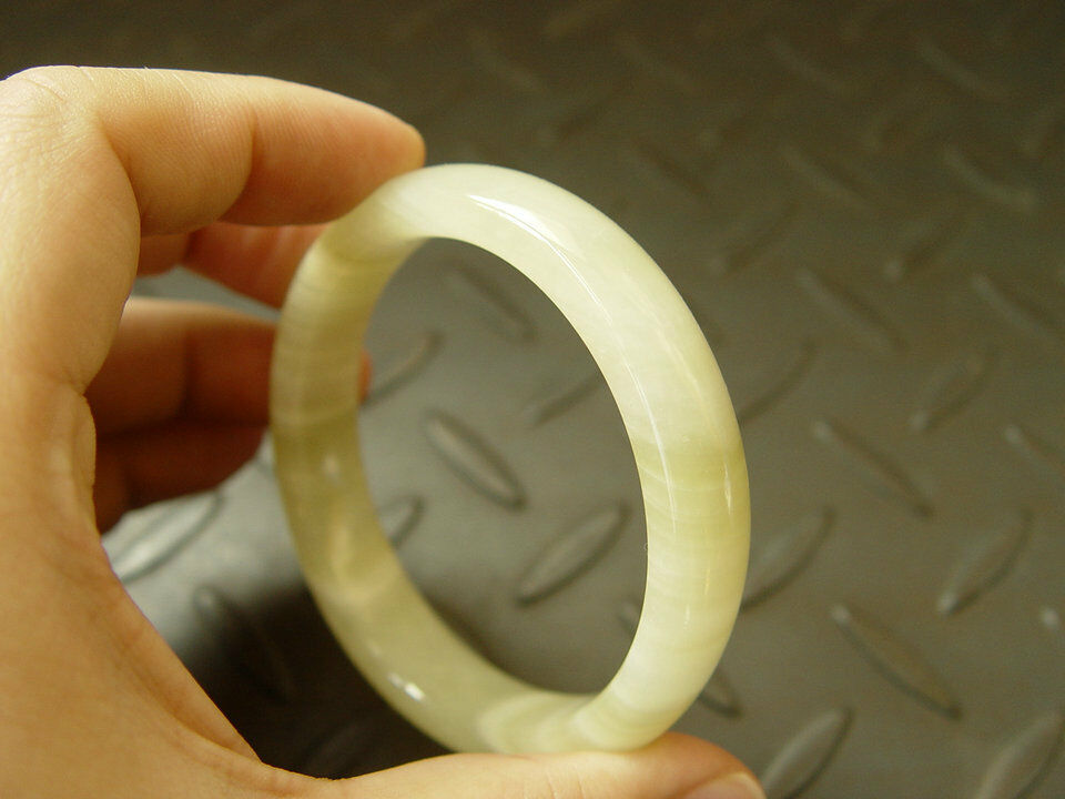 çŽ‰Unique Natural Hetian JADE Nephrite Green Handmade Bangle Bracelet 58-62mm