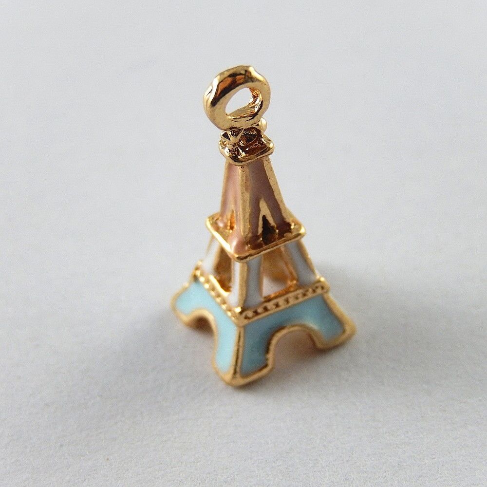 5PCS nice Colorful Alloy Small Eiffel Tower Necklace Pendant Charms