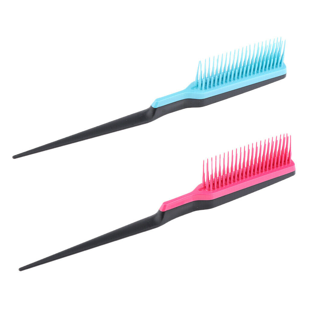Lots 2 Plastic Rat Tail Teasing Brush Frizz Free Scalp Massage Styling Brush