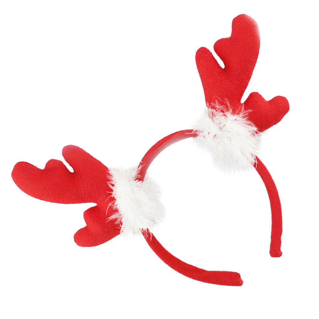 Christmas Reindeer Antler Headband Festival Party Decorations Brown + Red