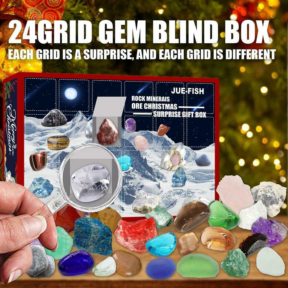 24 Days Countdown Calendar Christmas Ore Toys Mineral Gift Box Toys for Kids