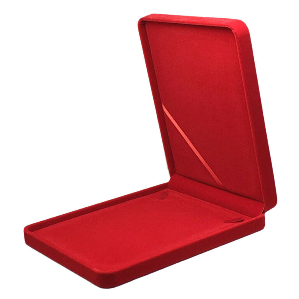 Soft Velvet Necklace Box Case with Lid Gift Box Portable Jewelry Storage Red