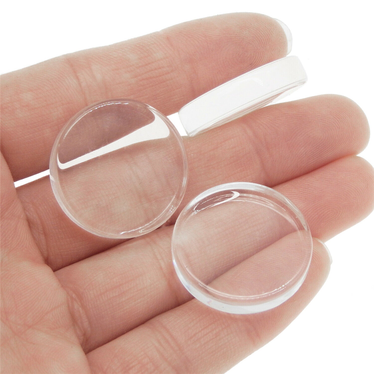 10pcs Round Glass Cabochons Clear Flat Time Gems Jewelry Making Art Craft 25*6mm