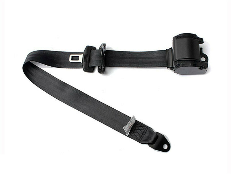 Black 3 Point Seat Belt Lap & Diagonal Belt Retractor&Lock Buckle &Anchor Ring