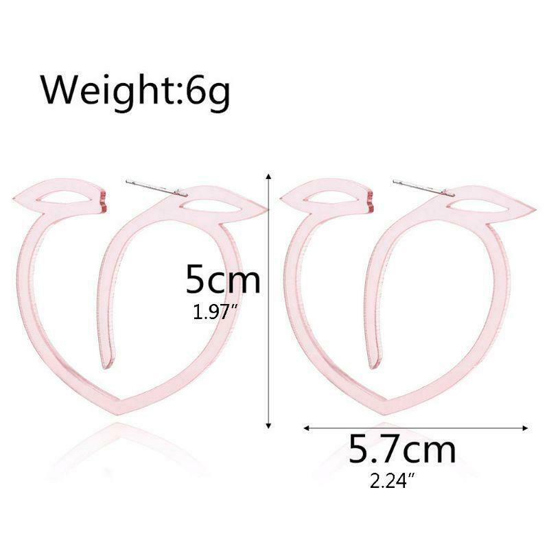 Pink Peach Earrings Sweet Fruits Acrylic Drop Dangle Earrings Fashion Jewelry