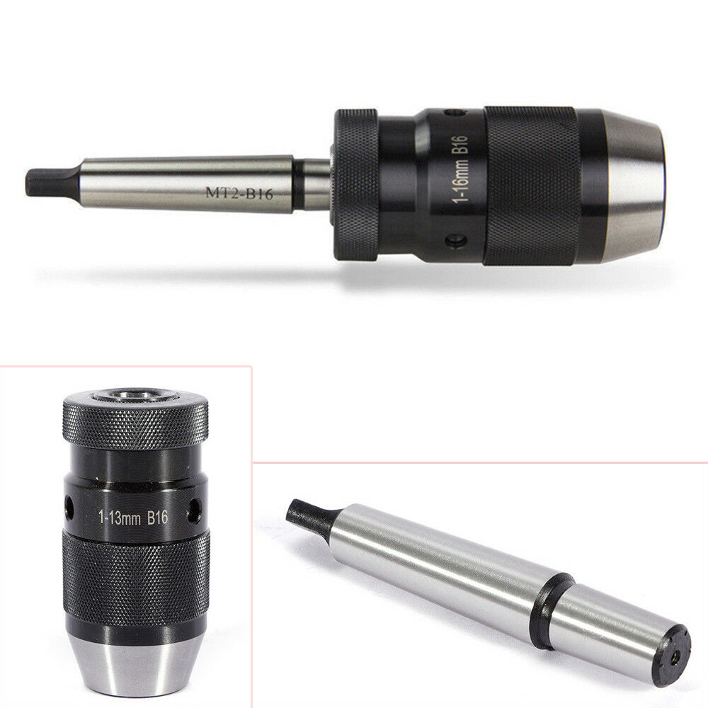 Steel Self Tighten Keyless Lathe Drill Chuck MT2-B16 Arbor Live 16mm MK2 Durable