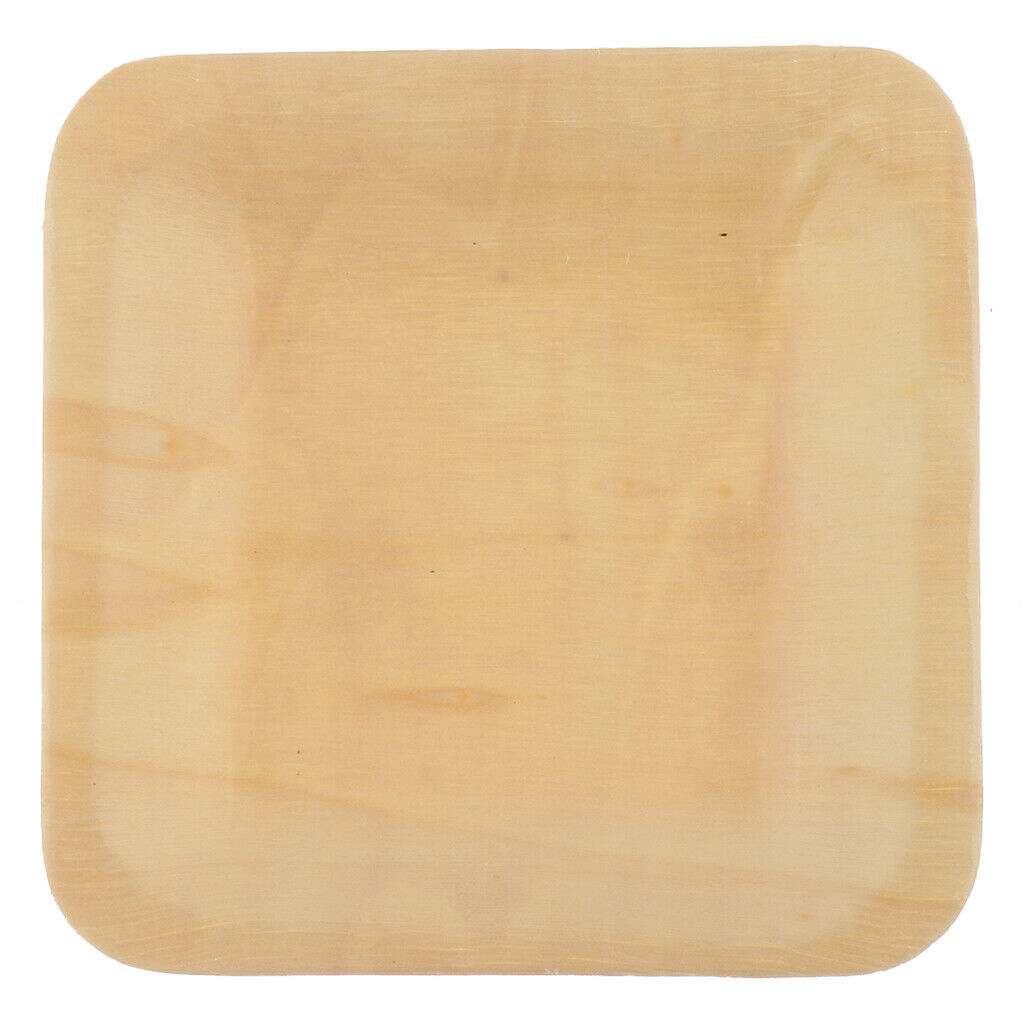 10pcs Wooden Plates Disposable Wedding Birthday Party Tableware 115x115mm