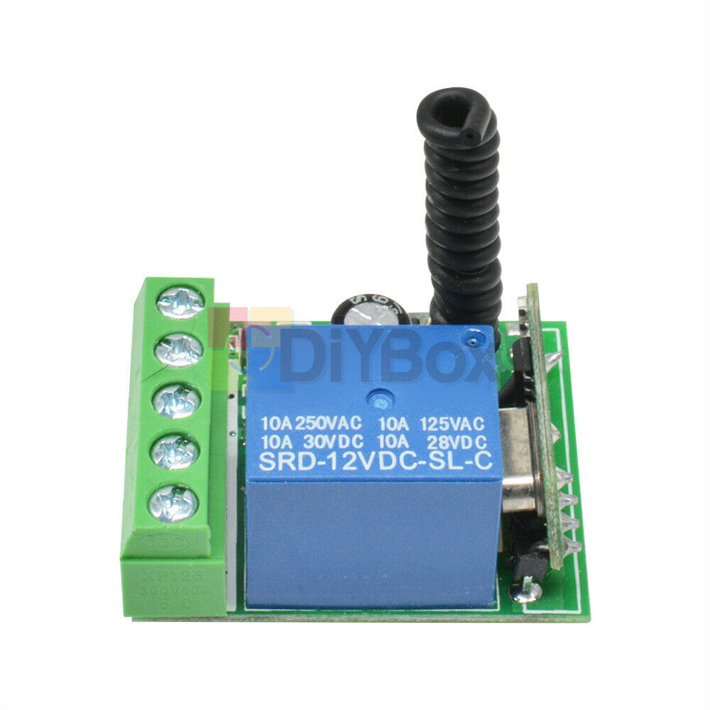 2PCS DC12V 10A 1-Channel Wireless Relay RF Remote Control Switch Receiver 433MHz
