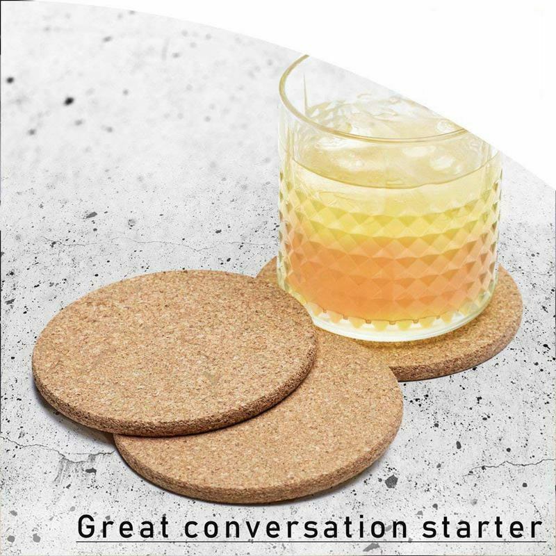 Natural Cork Coasters With Round 16pc Set with Metal Holder Storage Caddy – 1/F1